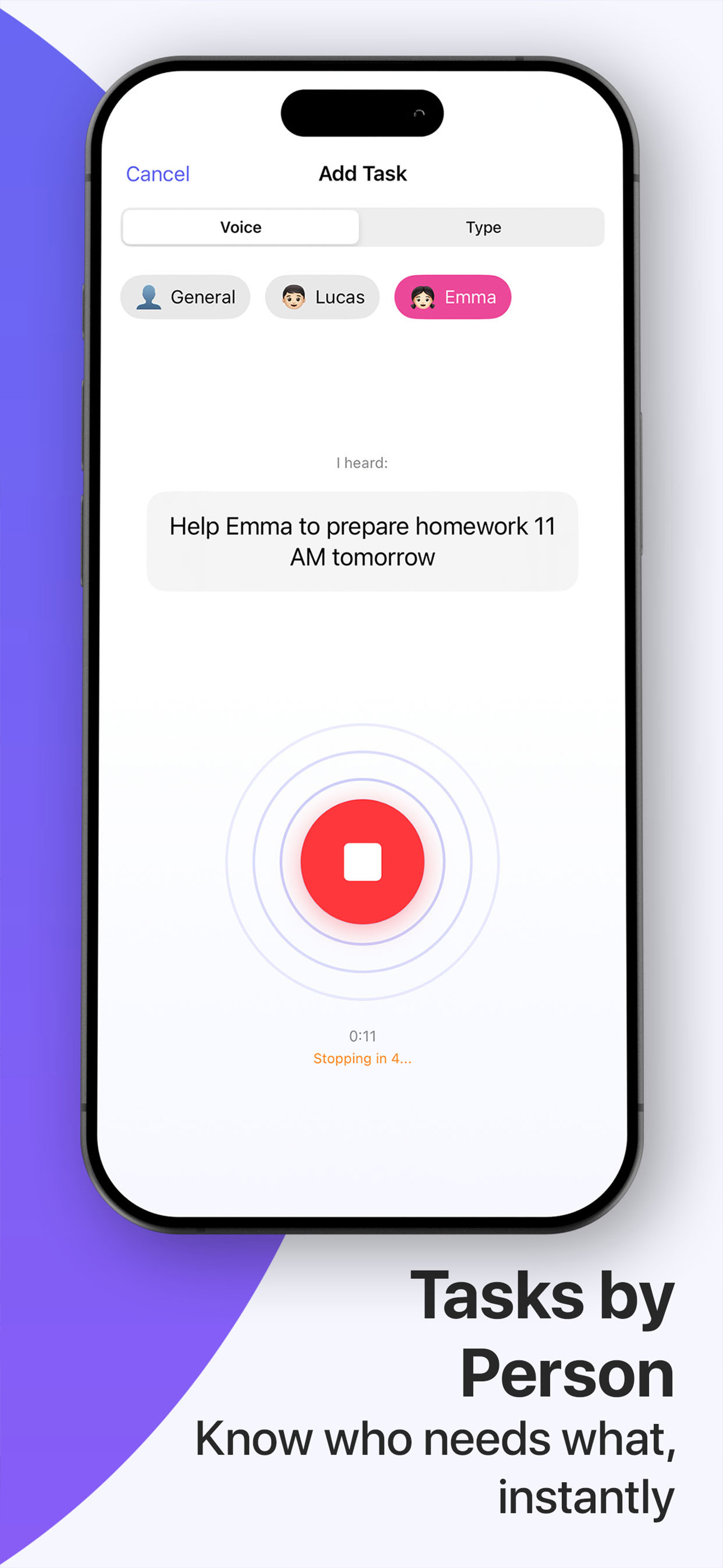 TomorrowVoice voice to task example