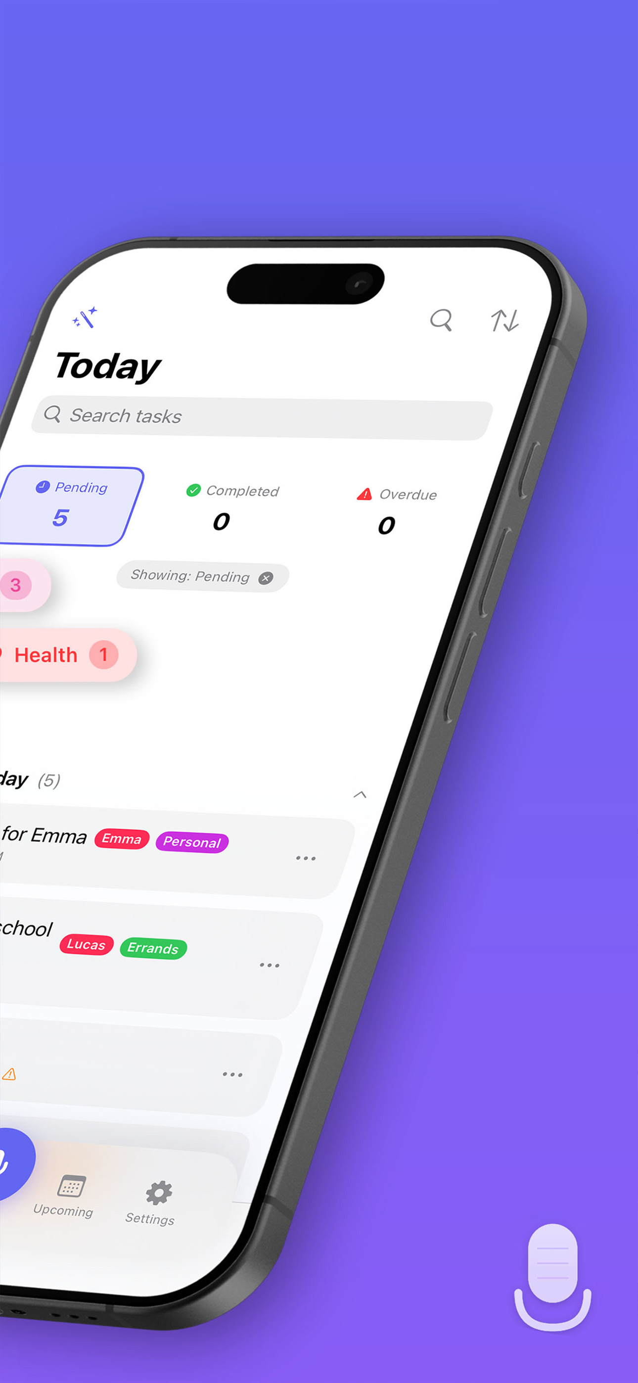 TomorrowVoice task list screen